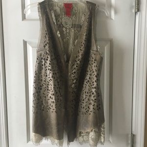 V Christina leather and lace vest